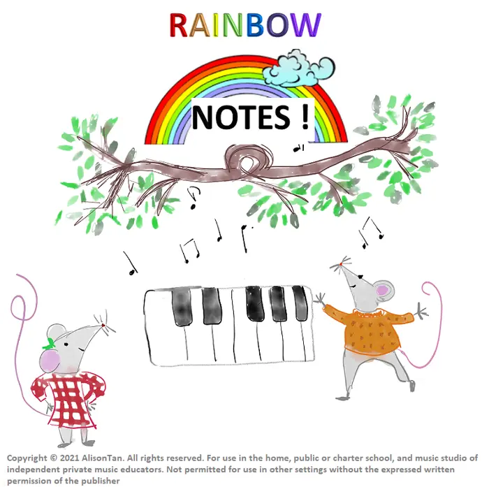 [Digital Download] Rainbow music notes reading (PowerPoint-Great for in-person/online Zoom Class)