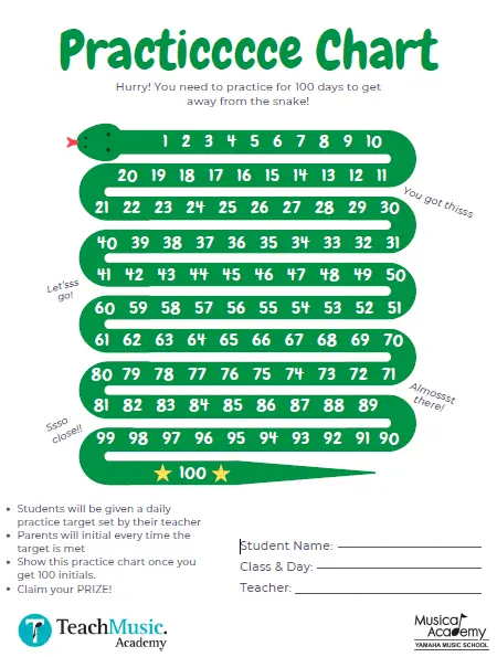[Digital Download] 100 Days Practice Chart   (Green ladder)